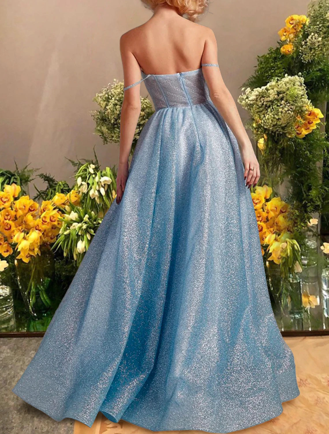 Wholesale  A-Line Prom Dresses Sparkle & Shine Dress Prom Black Tie Gala Floor Length Sleeveless Sweetheart Tulle with Glitter Pleats Slit